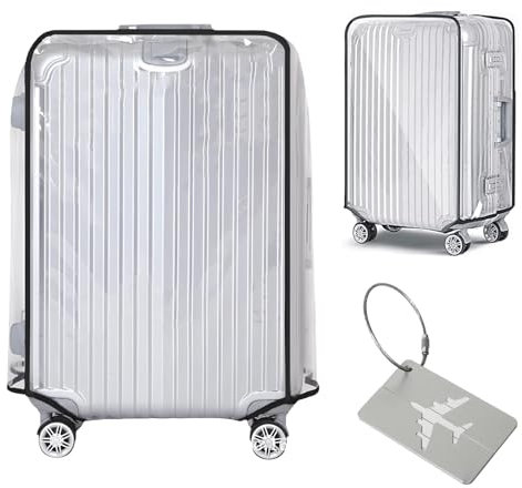 Koffer Abdeckungen, 24 Zoll Reisekoffer Schutzhülle, Waschbare Gepäckabdeckung, Transparente Kofferschutzhülle, Wasserdicht Gepäckabdeckung, Wasserdicht Durchsichtig Staubdicht Schwarze Grenze Gepäck