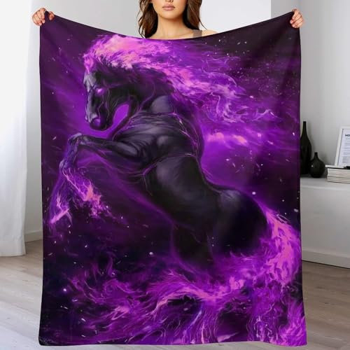 PAZZK Couverture Polaire avec Motif De Cheval, en Flannel Douce Chaude Et Confortable, pour Canapé Ou Lit. Linge De Lit Couvre-lit Couverture(180×200cm)