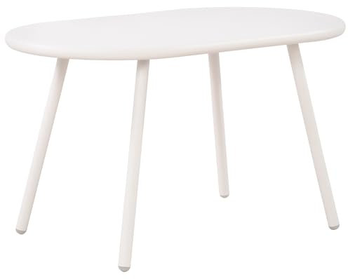 CLP Couchtisch Velva I Ovaler Loungetisch für draußen und drinnen I Gartentisch wetterfest und UV-beständig I Outdoor Beistelltisch, Farbe:weiß