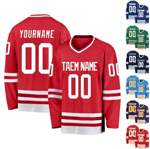 Custom Ice Hockey Jersey for Men - Personalized Name & Number Logo - Red