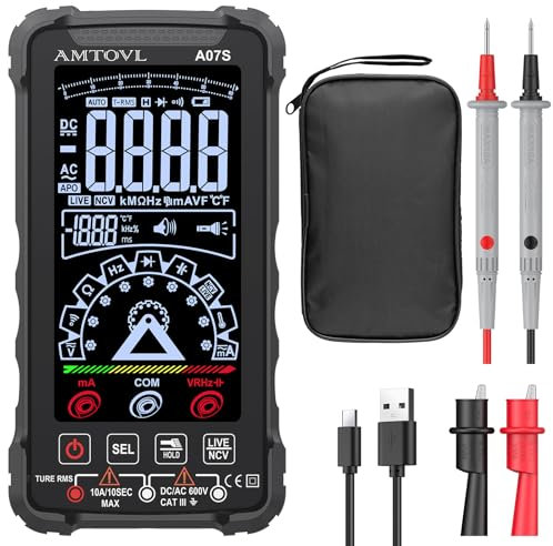 AMTOVL Digital Multimeter Tester - Auto-Ranging TRMS 6000 Counts Voltmeter Rechargeable Smart Multimeter LCD Screen Volt Meter, Measures Voltage, Current ect