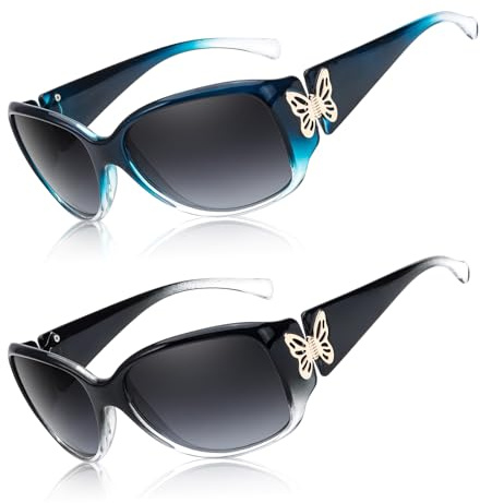 Myiaur 2 Pack Polarised Sunglasses for Women, Wrap Around UV400 Protection