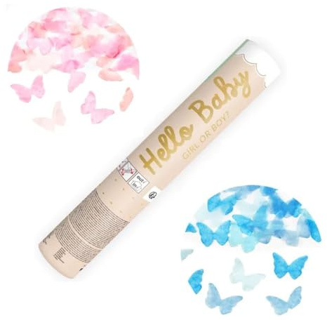 4x KONFETTI Streamer Kanone Bombe Konfettikannone Gender Reveal Auto-schmuck (2 boy + 2 girl, 20 cm)