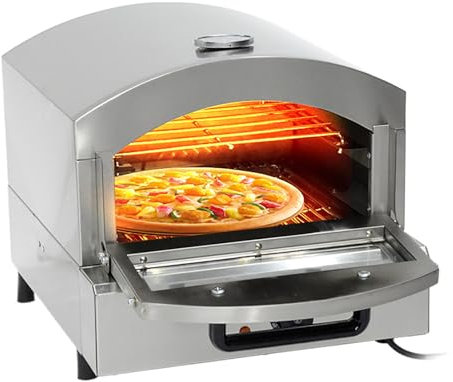 Eastnmythet Countertop Pizza Oven Electric/Gas, Pizza Maker Machine with 12in Pizza Stone, Double-Layer Stainless Steel Pizza Maker Oven for Party,Electric
