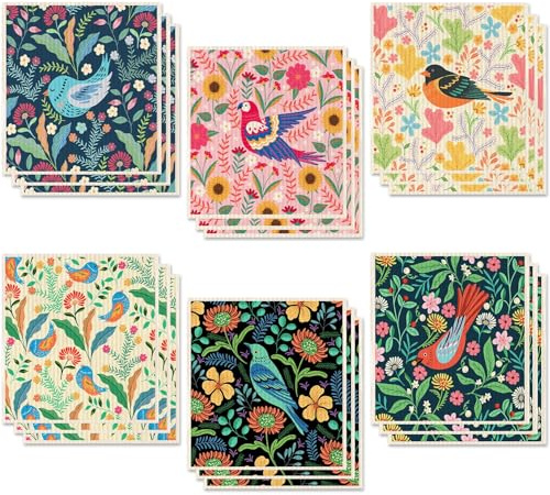 LOADSFUN 18 Pack Swedish Dishcloths for Kitchen, Reusable Soft Kitchen Towels Dish Cloths Set Absorbent Sponge Cleaning Washable Quick Drying Bar Hand Washing