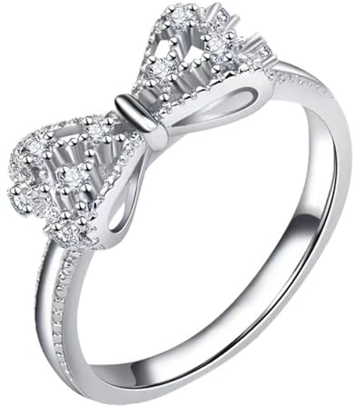 QKEOISUD Women's Pure Silver Butterfly Ring,Micro Inlaid Zircon Ring,Sweet and Lovely Style Fashionable and Exquisite Patterns Jewelry(US Size 7)