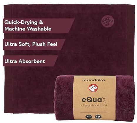 Manduka eQua Hot Hand Towel - 16 Double-Knit Microfiber Rapid Sweat Absorption Multipurpose Workout Towel 16 x 26.5 Inches