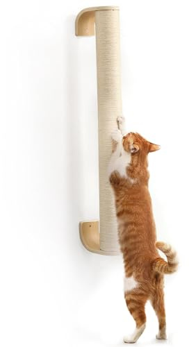 FUKUMARU Cat Wall Scratcher, 28 Wall Mounted Kitten Scratching Post, Sturdy Sisal Climbing Tree for Indoor Cats