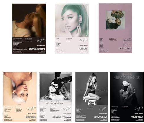 FDSFE Ariana Grande Poster Copertina Album Edizione Limitata Poster su Tela Decorazione da Parete Stampa Fotografica Dipinti per Soggiorno Camera da Letto Decorazione (Set di 7) Senza Cornice 20x30cm