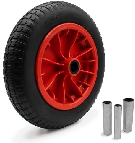 Fatbox Schubkarrenrad pannensicher 3.00-8, Schwarz | Tragkraft 100kg, Inkl. 3 Achsadapter (14–25mm)