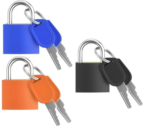 HABNI 3 Pezzi Lucchetti per Valigie con Chiavi, 23mm Piccolo Bagagli Lucchetto con Chiave per Borse da Viaggio Palestra Armadietto, Nero