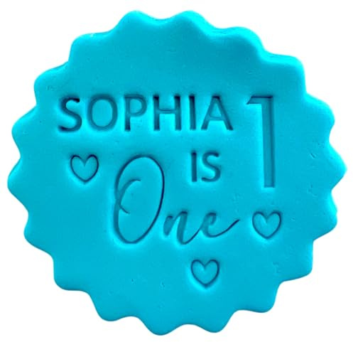Personalised Cookie Stamp with Free Scallop Cutter, Birthday Age Collection, 5cm Acrylic Biscuit Embosser, Food-Safe Plastic Baking Tool, Fits M&S All Butter Biscuits (Design 12)