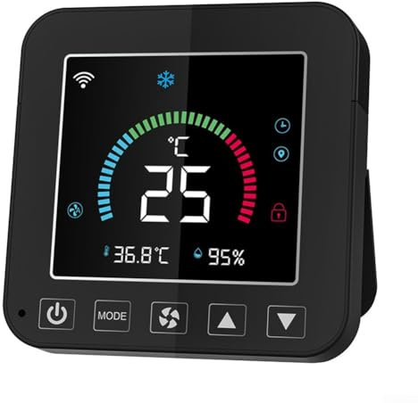 Autilyshop Termostato inteligente LCD infrarrojo para Tuya WiFi control de temperatura y humedad con material ABS tipo C, fuente de alimentación compatible con aplicación de bloqueo infantil, control