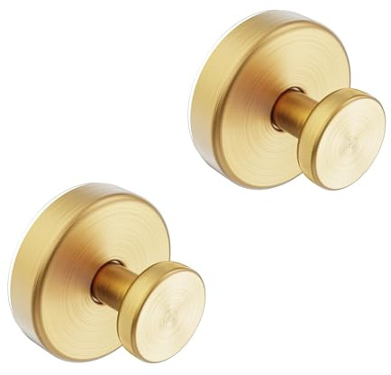 Ganci a ventosa, 2 pezzi, in acciaio inox, color oro, accessori da bagno per doccia interna, senza trapano, ganci per asciugamani per bagno, accappatoi, cappotti, ganci per appendere