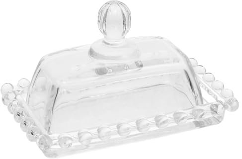 Homoyoyo Mantequera de Vidrio con Tapa para Mantener Mantequilla en Buen Estado, Plato de Mantequilla Mini con Diseño Clásico y Elegante para Bodas y Mesa de Comedor