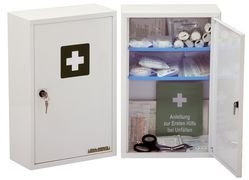 LEINA-WERKE REF 22004 Verbandschrank Medisan B, Inhalt DIN 13157, perlweiß