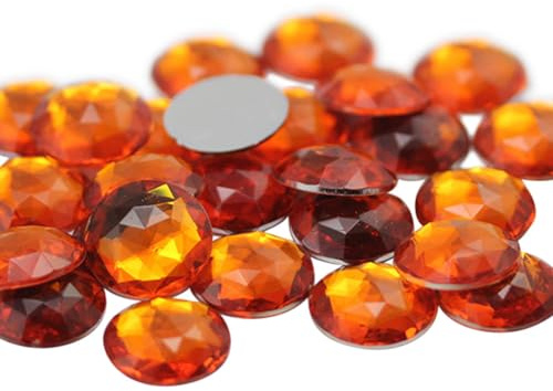 Allstarco 20mm (25/32) Hyazinth-Orange, runde Acryl-Schmucksteine, 20 Stk. | Strasssteine mit flacher Rückseite, leicht und vielseitig, leuchtende Farbe, brillanter Glanz für Kostüme, Cosplay, Displays