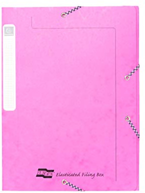 Exacompta - Ref 5261Z – Europa – elastische Aktenbox, A4, 25 mm Rücken, für A4-Dokumente, flach verpackt zur Aufbewahrung, einfache Montage, sichere Gummibänder, Rückenschild, Pink