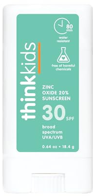 Thinksport Kids SPF 30 Mineral Sunscreen Stick, 0.64 Oz, Safe, Natural, Water Resistant Reef Safe Sunscreen for Children, Broad Spectrum UVA/UVB Sun Screen, Travel Stick for Sun Protection