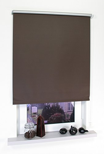 deko-raumshop Thermorollo Verdunkelungsrollo Kettenzugrollo Seitenzugrollo Rollo Braun Breite 60-200 cm Länge 180 cm Thermo Vorhang lichtundurchlässig Alu Beschichtung Hitzeschutz (110 x 180 cm)