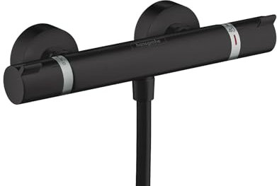 hansgrohe Ecostat Comfort - Duschthermostat Aufputz, Duscharmatur mit Sicherheitssperre (SafetyStop) bei 40° C, Thermostat für die Dusche, Mischbatterie für 1 Verbraucher, Mattschwarz