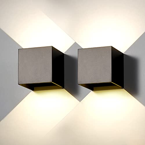 2 Pezzi Applique da Parete Lampada da Parete Esterno Moderno Interno LED Nero 20W 4000k Luce Naturale Lampada Muro IP65 Impermeabile Quadrata Alluminio su e Giù Regolabile Design Facile da Installare
