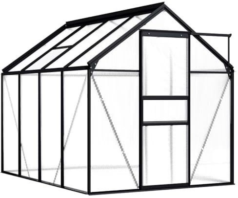 vidaXL Gewächshaus UV-beständig Garten Treibhaus Tomatenhaus Frühbeet Pflanzenhaus Anthrazit Aluminium Polycarbonat 4,75 m² 190x250x125/195cm