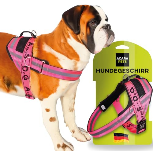 Hundegeschirr mit 3 Metallringankern zur Befestigung an der Brust oder Brust des Hundes, ohne den Hals des Hundes zu ersticken. (Rosa, XL)