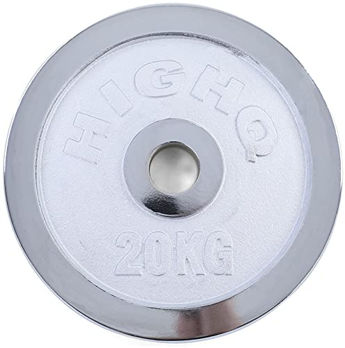 RAMROXX 20kg Olympia Hantelscheibe Gusseisen Silber glänzend 50mm