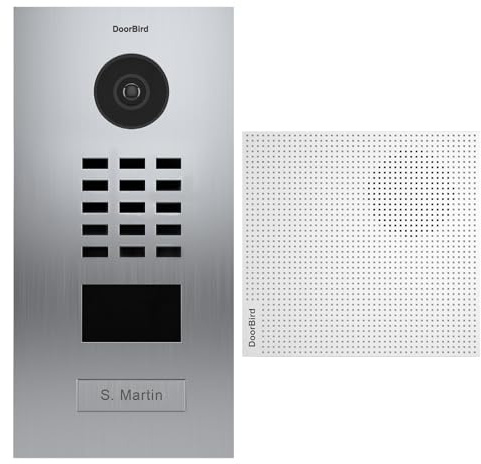 Kit portier vidéo IP 1 sonnette avec lecteur de badge RFID + Carillon - Doorbird D2101V Encastrable PoE Eau salée Inox