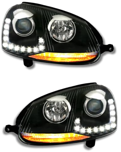 CR-Lights LED Frontscheinwerfer Set Schwarz mit Tagfahrlicht für VW Golf 5 V 2003–2009