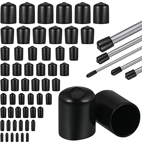 156 Pcs 9 Sizes Rubber End Caps，Black Round Vinyl Flexible End Caps Bolt Covers Bolt Caps Rubber Covers for Screws 2/3/4.5/6/7/8/9.5/12/20mm Screw Thread Protectors Assortment Kit