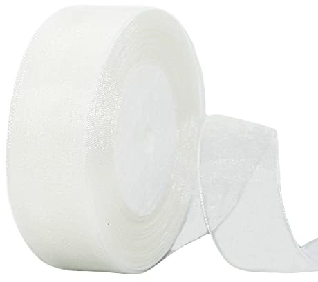 Cinta de Chiffon Organza Tul de Blanco Transparente para Embalaje Regalos Globos,40mm x 45m Cintas para Invitaciones y Decoración Regalos de Bodas Ramos Cumpleaños Navidad Envoltorios