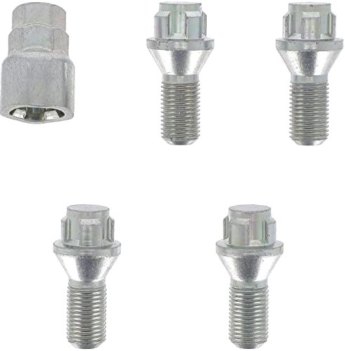 Restagraf - Jeu de 4 Vis de Roue Antivol - Embase Sphérique - Bloc Jante Acier & Alu - M14-1.50 X 28 mm - Réf. 188610