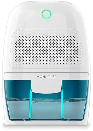 MONHOUSE Deshumidificateur 600 Ml Absorbeur D humidite Portable - Mini Deshumidificateur D air Pour La Maison, La Chambre A Coucher, La Voiture - Demoulant electrique - Blanc Et Bleu