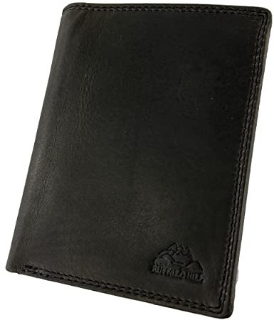BUFFALO HILL Echt Leder Herren Geldbörse »2751 Wiener Schachtel« Hochformat I RFID Schutz I Portemonnaie Münzfach I 6 Fächer I Geldbeutel für Männer I Brieftasche Wallet Portmonee (Schwarz)