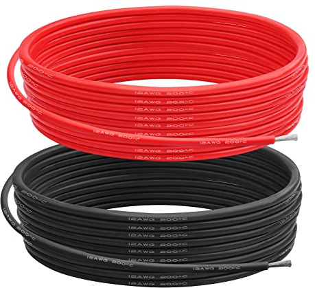 12 Gauge Silicone Wire 12 AWG Electrical Cable 10M（5m Red & 5m Black） | Soft & Flexible 680 Strands of 0.08 mm Tinned Copper High Temperature Wire for Arduino Projects/RC Cars/Boat/Drones