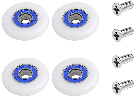 Qikuver Shower Door Roller, 4 Sets Shower Door Rollers Runners 27mm Diameter Bathroom Twin Wheels Pulleys Top and Bottom Replacement Parts (27MM)