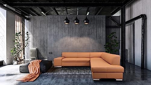 Quattro Meble Echtleder Ecksofa London II RE OTS 277 x 277 cm mit Langer Ottomane Sofa Couch mit Bettfunktion Leder Toledo Echt Leder Eck Couch