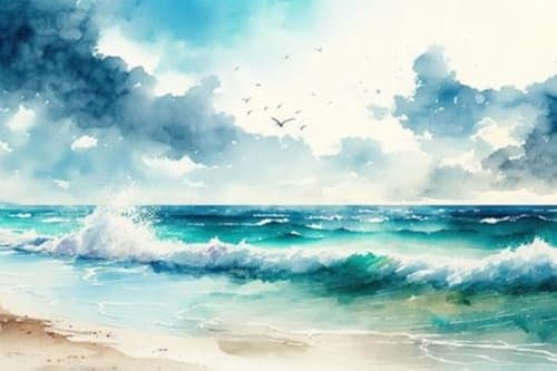 adrium Acryl-Bild 80 x 50 cm: Illustration eines Meeres in Aquarell (200191941)