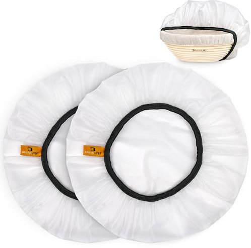 BREADLYST® 2 Stück Premium Abdeckhaube für Gärkorb, Gärfolie für Brot, Lebensmittel, Topf und mehr – Extra Starke und reißfeste Haube und Abdeckung, BPA-freie Frischhaltefolie mit Gummizug