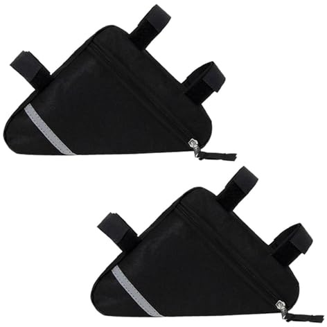 2 Pezzi Bicicletta Anteriore Tubo Telaio Triangolare Borsa (Nero)