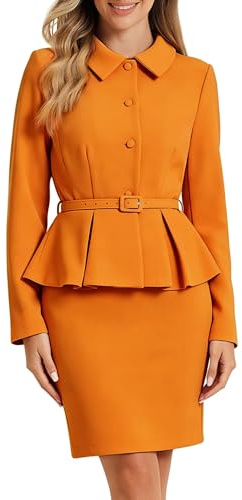Allegra K Tailleur Donna Elegante Peplo Lavoro 2 Pezzi Set Gonna Giacca Blazer Ufficio