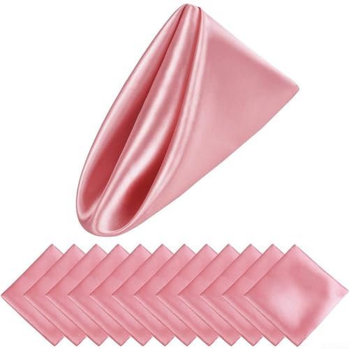 Stoffservietten, 43,2 x 43,2 cm, perfekt für Party, Hochzeit, Küche, Polyester, Rosa, 12 Stück