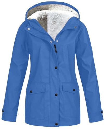 Rain Jacket Women's Waterproof Outdoor Jacket Lightweight Softshell Jacket Lined with Plush Winter Warm Functional Jacket Outdoor Windbreaker Large Sizes Plain Hooded Jacket Wind Jacket, sky blue, 5XL
