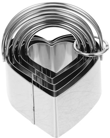 CIYODO 5stücke Edelstahl Mousse Ring Herz Backausstecher Mousse-ringe Backwerkzeug Leicht Zu Reinigen Kochzubehör