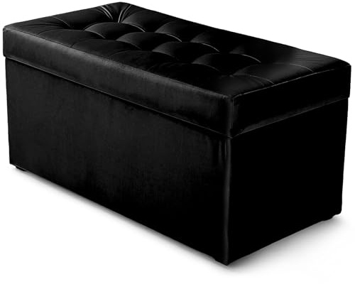 MG Design Polsterhocker 45 x 90 cm Schwarz mit Stauraum (ca. 100 L), belastbar bis 300 kg, sofort einsatzbereit & pflegeleicht – für Wohnzimmer, Schlafzimmer & Flur
