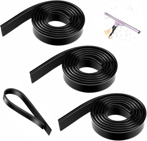 3 Rolls Window Cleaning Squeegee Rubber Blade Replacement | 105×2.1cm Soft Rubber Scratch-free & Tool-free, Adjustable Size Strip for Shower, Windows, Mirrors, Car Tint & Wash