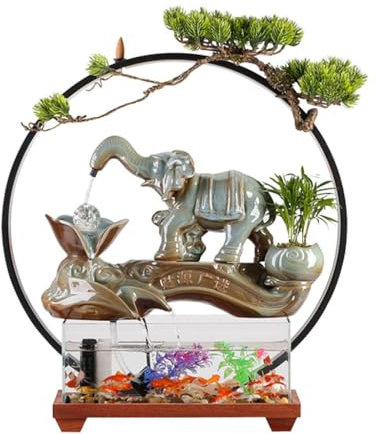 Decoraciones De La Casa Estilo chino agua que fluye vidrio pecera adornos de fuente de escritorio decoraciones de escritorio de oficina fuente de escritorio interior característica de cascada interior