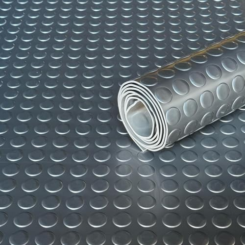 Shield Autocare 3m x 1.5m Silver Coin PVC Flooring Roll | Non Slip Industrial Lino Vinyl Floor Matting for Garage Work Van Heavy Duty 3mm Thick 1.5m Width